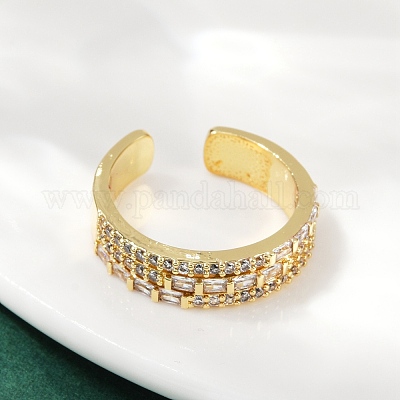 Манжеты из латуни с микро паве кубический цирконий для женщин RJEW-F182-04G-1