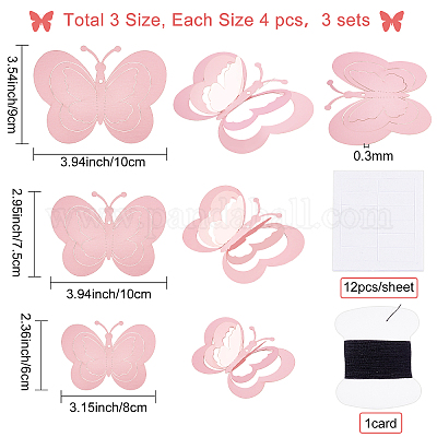 Creatcabin 3 set 3d farfalla pvc specchi adesivi murali all'ingrosso 