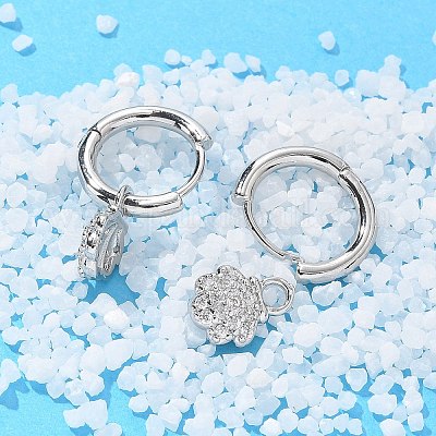 Серьги-кольца из латуни с прозрачным фианитом EJEW-Q014-06P-1