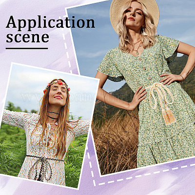 6 шт. 2-цветный нейлоновый хлопковый плетеный ремень-цепочка AJEW-CP0008-17-1