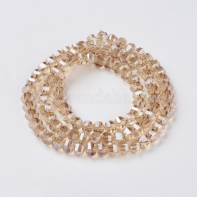 Стеклянные бусины с гальваническим покрытием  EGLA-L012-B-PL04-1