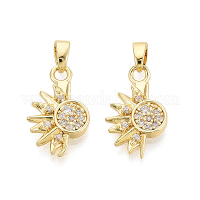 Латунные микропаве прозрачные кубические циркониевые подвески&nbsp;KK-N259-17G-1