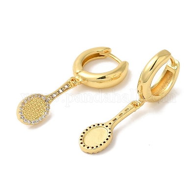Серьги-кольца из латуни с микропаве из прозрачного кубического циркония EJEW-B062-38G-1