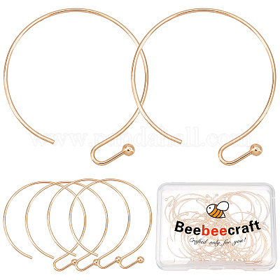 Wholesale Beebeecraft 40Pcs Brass Earring Hooks 