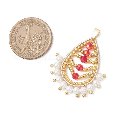 Подвески из стеклянных бусин в виде листьев PALLOY-MZ00866-02-1