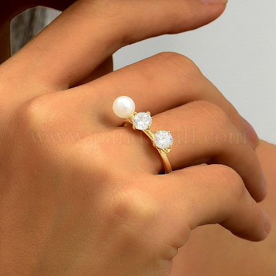 Простые латунные кольца с паве из кубического циркония IO7806-1