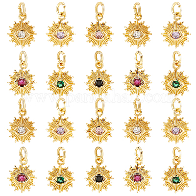 20шт латунные подвески с микропаве и кубическим цирконием KK-GO0002-09-1