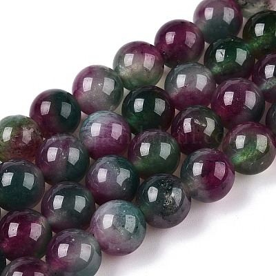 Окрашенные природные белый нефрит бисер пряди G-T138-10mm-210-7-1