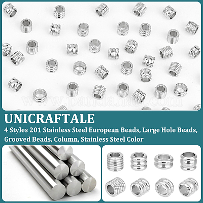 80 шт. 4 стиля 201 нержавеющая сталь европейские бусины STAS-UN0050-34-1