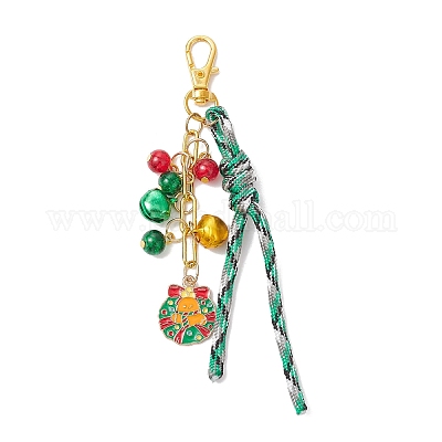 Подвесные украшения из сплава эмали и стекла на рождественскую тематику HJEW-JM03732-1