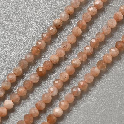 Натуральный Sunstone бисер пряди G-WH0021-78-1