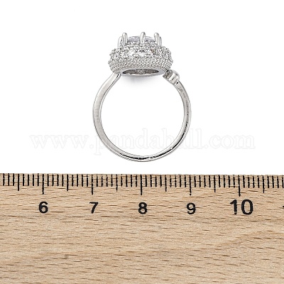 Кольца для женщин с микропаве из латуни и прозрачными кубическими цирконами RJEW-S398-03A-P-1