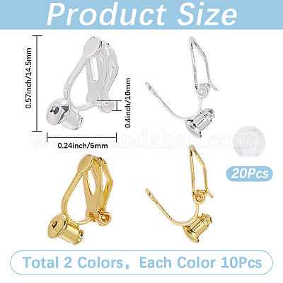 20шт 2 цвета латунные клипсы для серег KK-SP0002-51-1