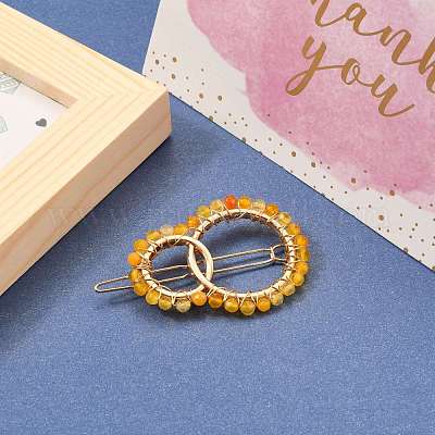 Сплав полые геометрические натуральный агат бусины заколки для волос PHAR-JH00059-02-1