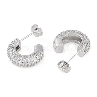 Женские серьги-гвоздики из латуни с прозрачным фианитом EJEW-S225-11P-01-1