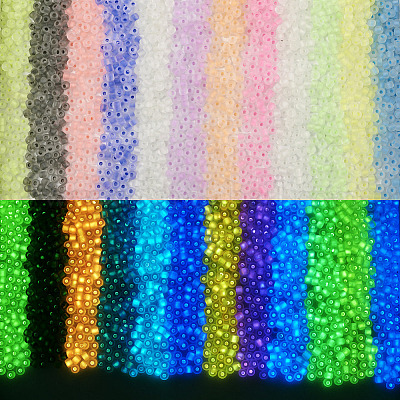 180 г двухцветных светящихся матовых стеклянных бусин FGLA-TA0001-02-1