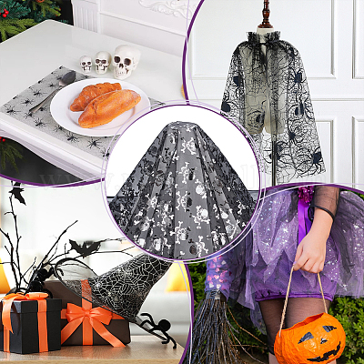 Хэллоуин полиэфирная сетчатая ткань AJEW-WH0314-852D-1