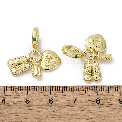 Европейские подвески с подвесками из латуни и зеленым кубическим цирконием KK-F903-05G-1