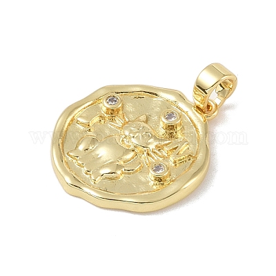 Латунные микропаве прозрачные подвески с фианитом KK-P273-15C-G-1