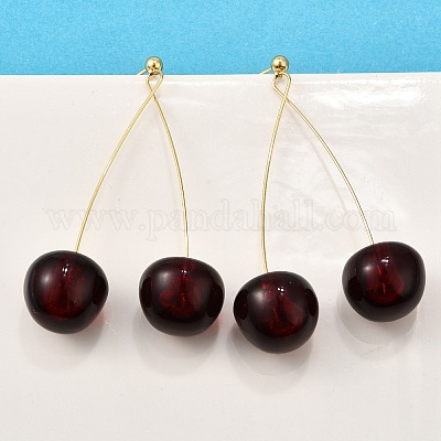 Серьги-гвоздики из латуни и акрила для женщин EJEW-G430-04G-1