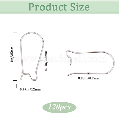 120 шт. серьги-кольца из нержавеющей стали 304 с фурнитурой в виде почки STAS-SP0001-32B-P-1