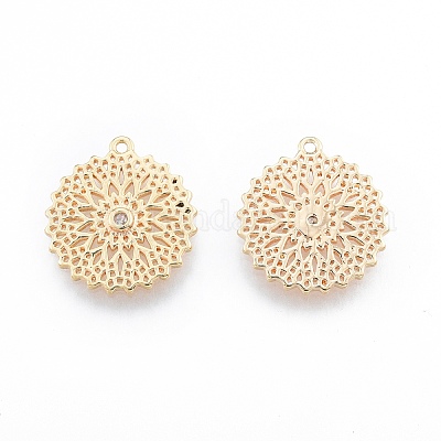 Латунные микропаве прозрачные подвески с фианитом KK-F841-09G-1