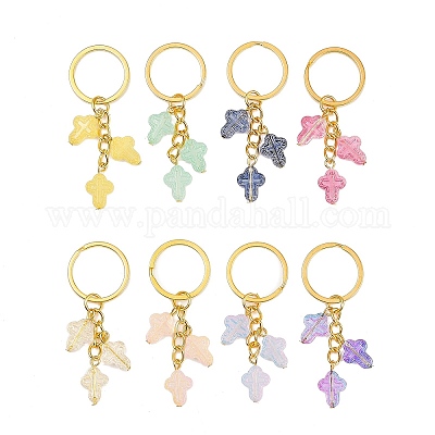 8 шт. прозрачные стеклянные брелки с аэрозольной краской KEYC-JKC01392-1