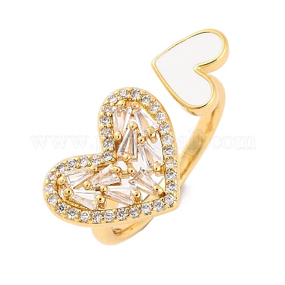 Открытые манжеты из латуни с микропаве и прозрачным фианитом RJEW-U009-04F-G-1