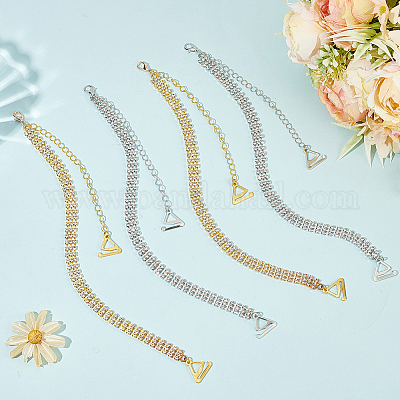 2 пара 2-х цветных 2-рядных цепочек со стразами для бюстгальтера с нескользящей отделкой FIND-GO0002-49-1