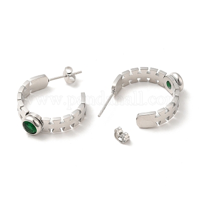 Серьги-гвоздики с изумрудами и стразами STAS-H175-18P-1