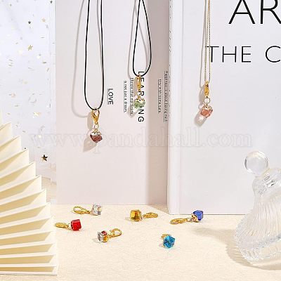 2 комплект стеклянных кубических подвесных украшений HJEW-CA0001-34-1