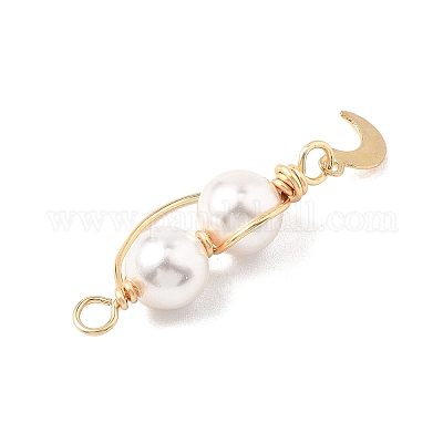 3 шт. 3 стиля подвески с круглыми бусинами из медной проволоки и ракушечным жемчугом PALLOY-JF04677-1