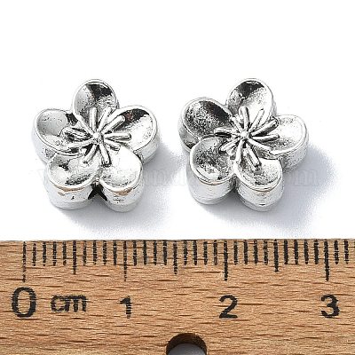 チベット風合金ビーズ 花 アンティークシルバー 12.5x13x5.5mm 穴：1.6