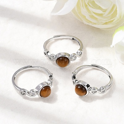 Натуральный тигровый глаз кольца палец RJEW-A084-04P-06-1