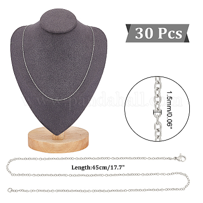 Классические простые ожерелья из нержавеющей стали 304 для мужчин и женщин с цепочкой-кабелем STAS-UN0003-37P-1