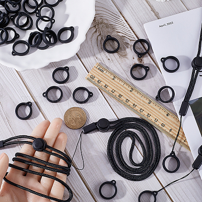 36 шт. силиконовые кольца с 6 шт. полиэстеровый шнурок для ожерелья DIY-GF0008-07B-1