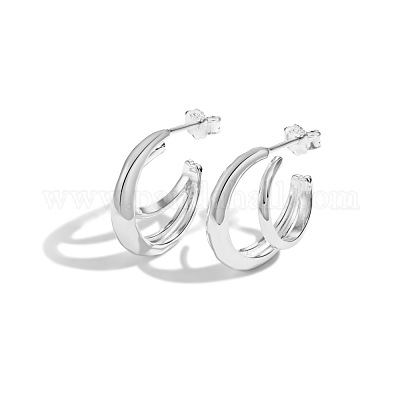 Orecchini a bottone in argento sterling s925&nbsp;EJEW-M241-03-1