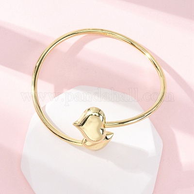 Женские латунные браслеты в форме сердца BJEW-Q060-04G-1