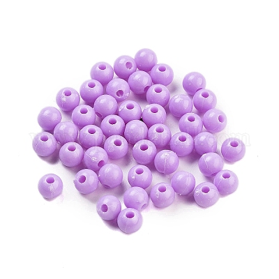 プラスチックビーズ  ラウンド  ライラック  6x5.5mm  穴：1.8mm  約3846個/500g&nbsp;MACR-S378-01K-1