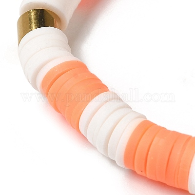 Браслет Heishi Surfer из полимерной глины с бусинами из нержавеющей стали 304 BJEW-SW00110-06-1