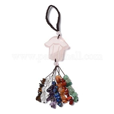 Хамса рука/рука Мириам подвеска из натурального розового кварца украшения HJEW-R127-02A-1