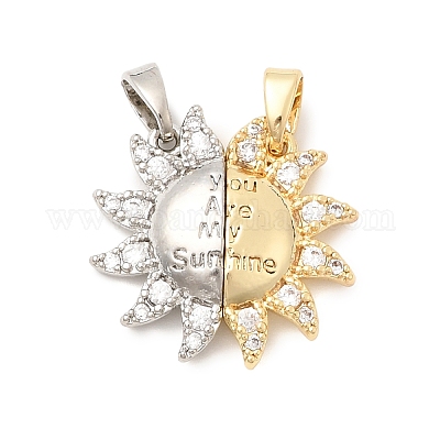 Подвески из латуни с микропаве из кубического циркония ко Дню святого Валентина&nbsp;LS-KK-H251-01A-GP-1