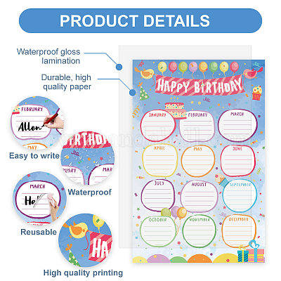 2шт многоразовые плакаты с надписью «С Днем Рождения» AJEW-WH0671-001-1