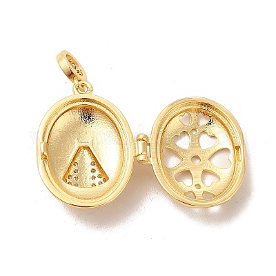 Экологически чистые подвески-медальоны из латуни с микропаве из прозрачного кубического циркония KK-F850-02G-1