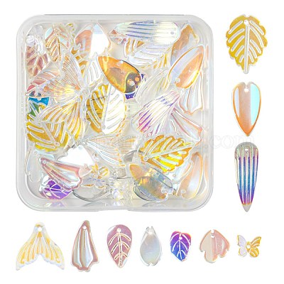 50 шт. 10 стиля прозрачные стеклянные подвески с распылительной росписью GLAA-FS0001-07-1