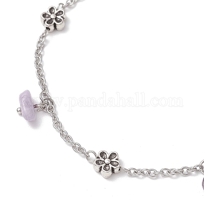 5 шт. 5 стиля браслеты на ногу из сплава с кисточками из натурального и синтетического драгоценного камня AJEW-AN00696-1