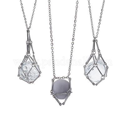 3 шт. 3 стиля 304 нержавеющая сталь макраме мешочек кабель цепь ожерелье изготовление NJEW-FH00004-1