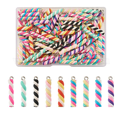 90шт 9 цвета подвески ручной работы из полимерной глины CLAY-CD0001-08-1