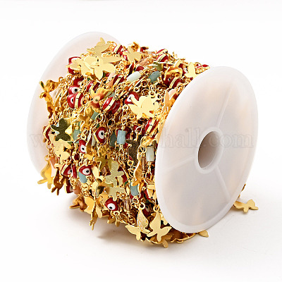 Эмалевое сердце с цепочками от сглаза CHC-C003-18G-1