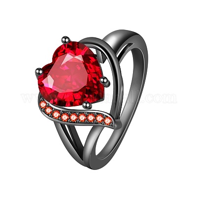 Кольца для пальцев в форме сердца из латуни с микропаве из кубического циркония FS-WG4D14B-04-1